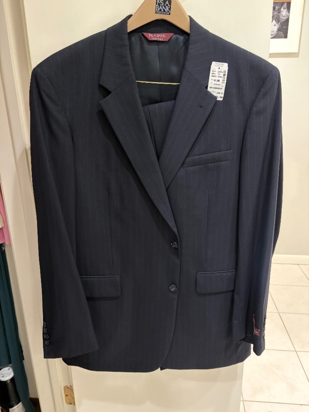 Jos. A. Bank Executive Collection Navy Pinstripe Suit 46L 41W NWT